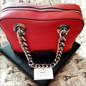 Prada City Fori  Red Leather Handbag